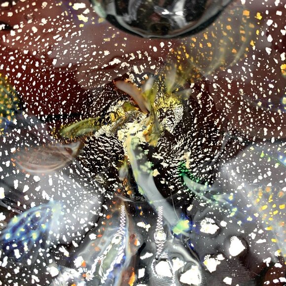 Murano Tutti Frutti MCM Art Glass Cobalt Pinched Ashtray Dish Bowl Silver 7" W - Picture 8 of 8